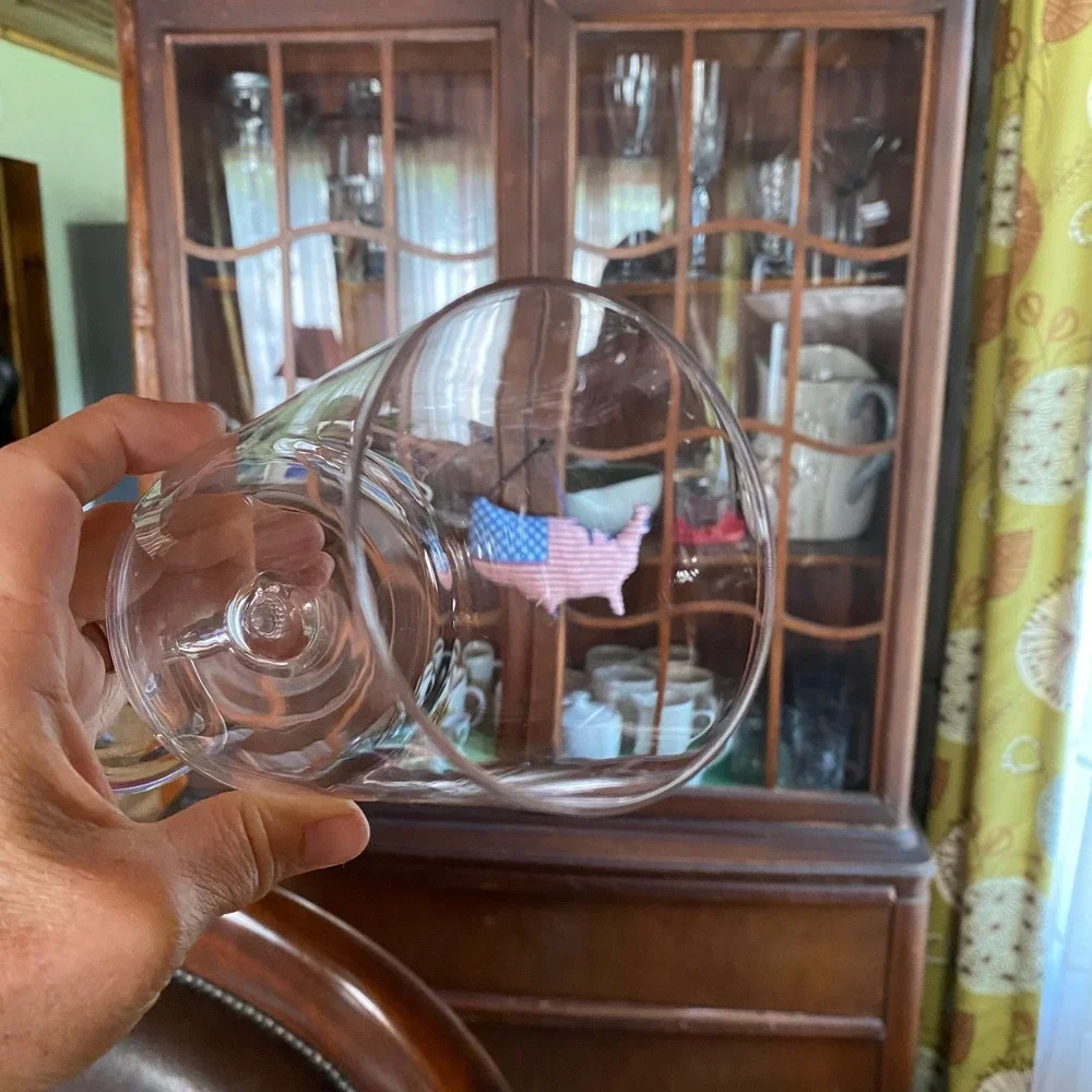 Vintage MCM Style Flat Bottom Cylinder Wine Glasses - Set of 4 Clear Stemware 9